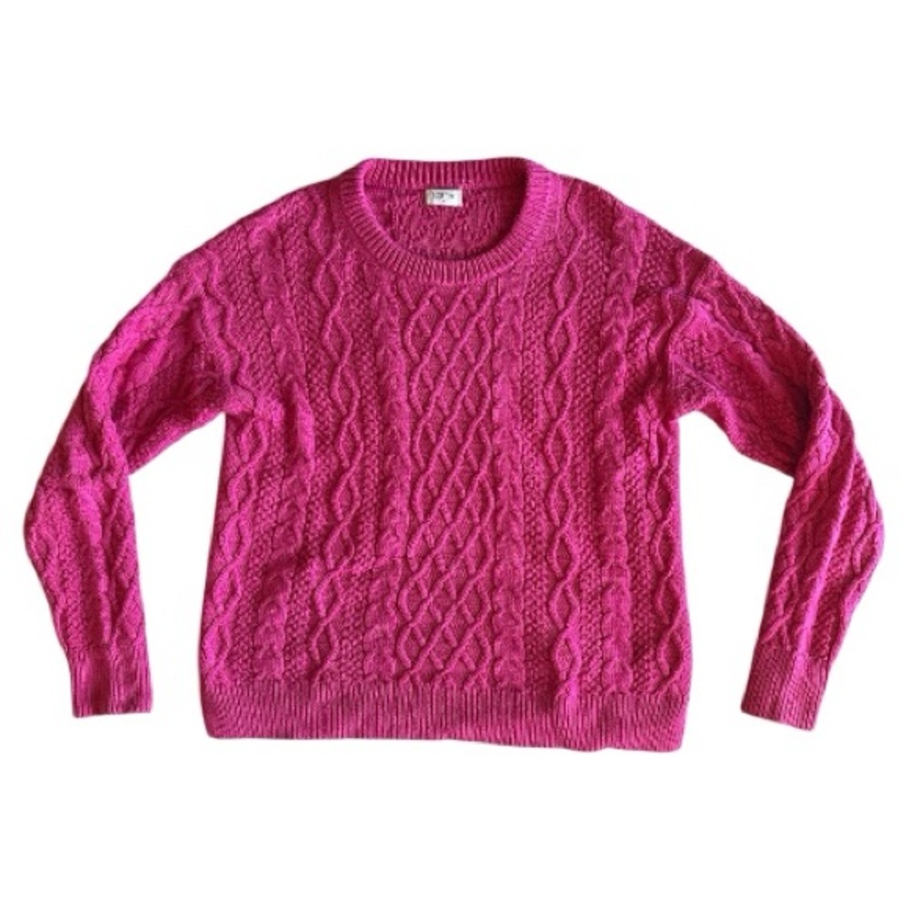 J. Crew Vibrant Pink Cable Knit Sweater